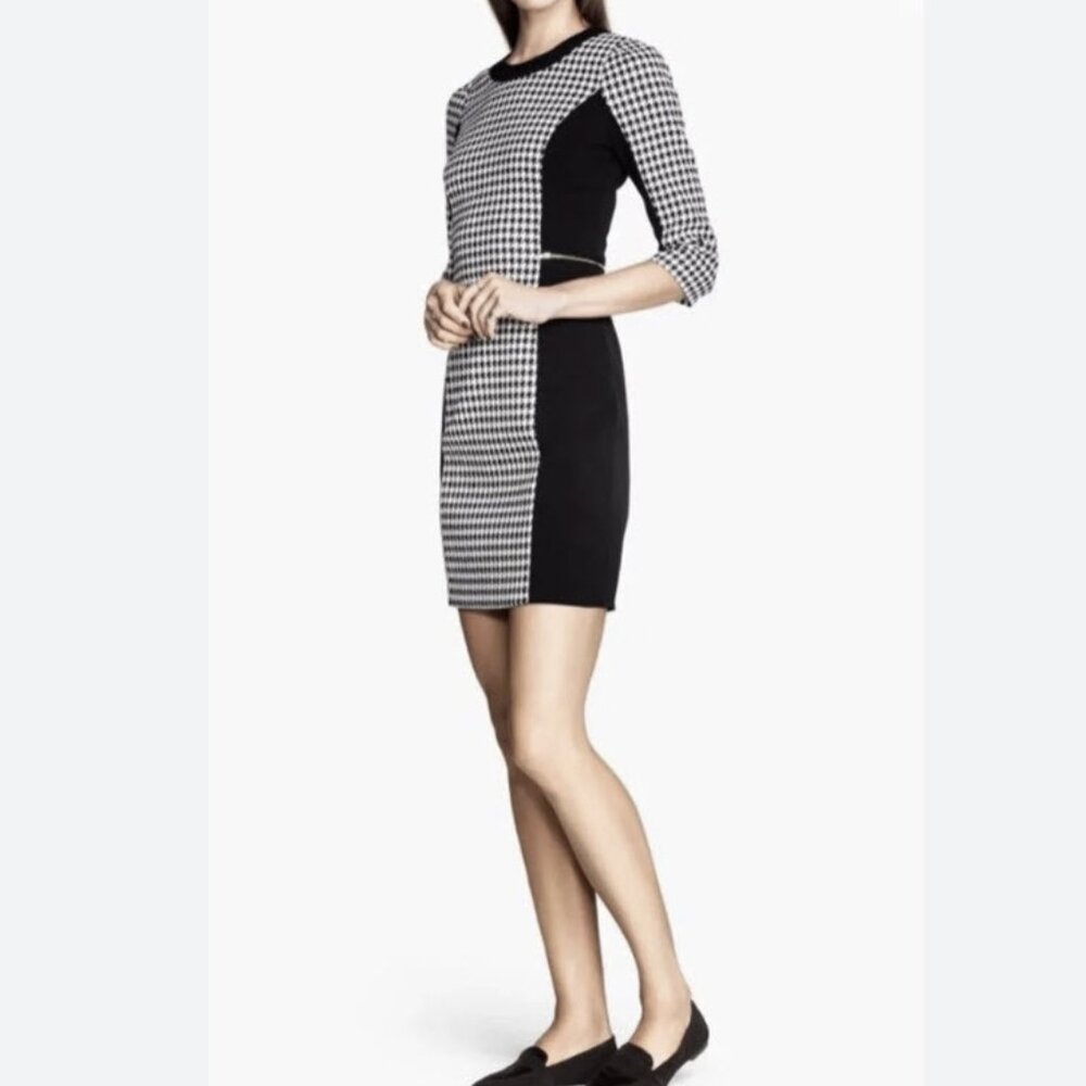 H&M HM Dress Sheath Bodycon Dress Houndstooth Pattern - Picture 5 of 5